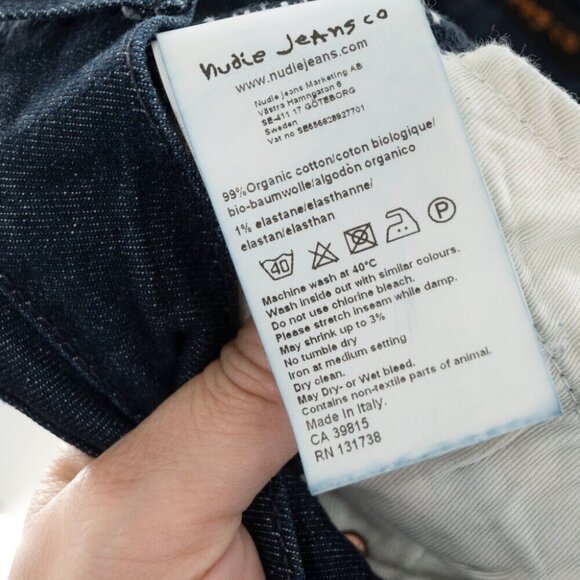 NUDIE JEANS GRIM TIM DRY NAVY DIPS SLIM FIT | W33 L34 - Picture 7 of 7